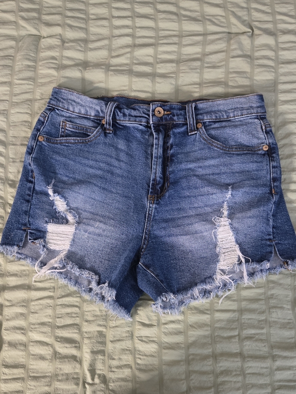 Kendall & Kylie Faded Blue Ripped Denim Shorts